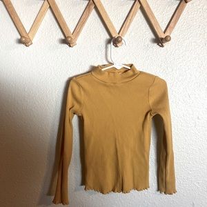 4T toddler girls mustard yellow rib knit mock neck